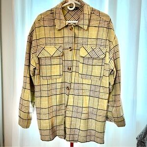 Motel Rocks oversize long plaid shacket women’s size M with button cuffs